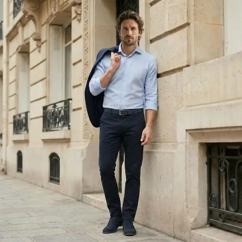 Chemise française bleu clair