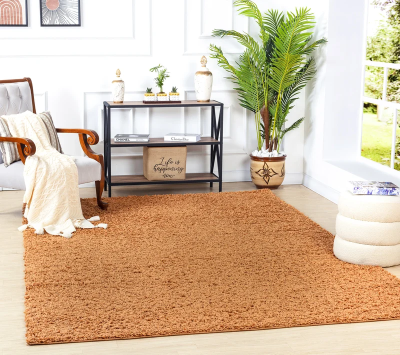 Tapis Shaggy Moderne Terracotta Boracay