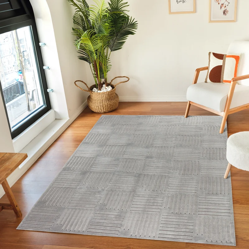 Tapis d'Intérieur/Extérieur Scandinave Moderne Gris Curico