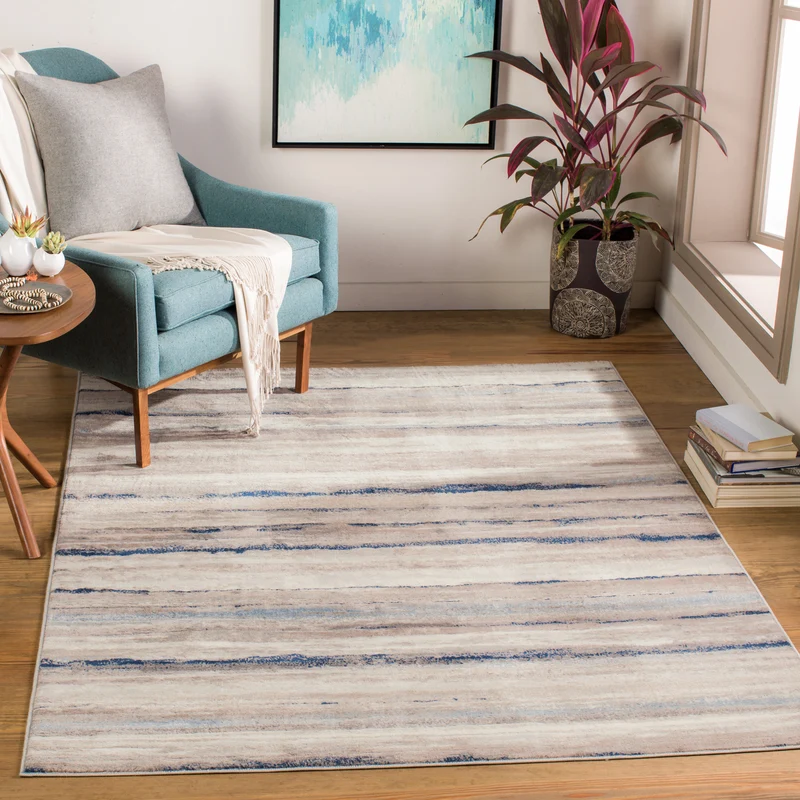 Tapis Scandinave Moderne Blanc/Gris/Bleu Dusel