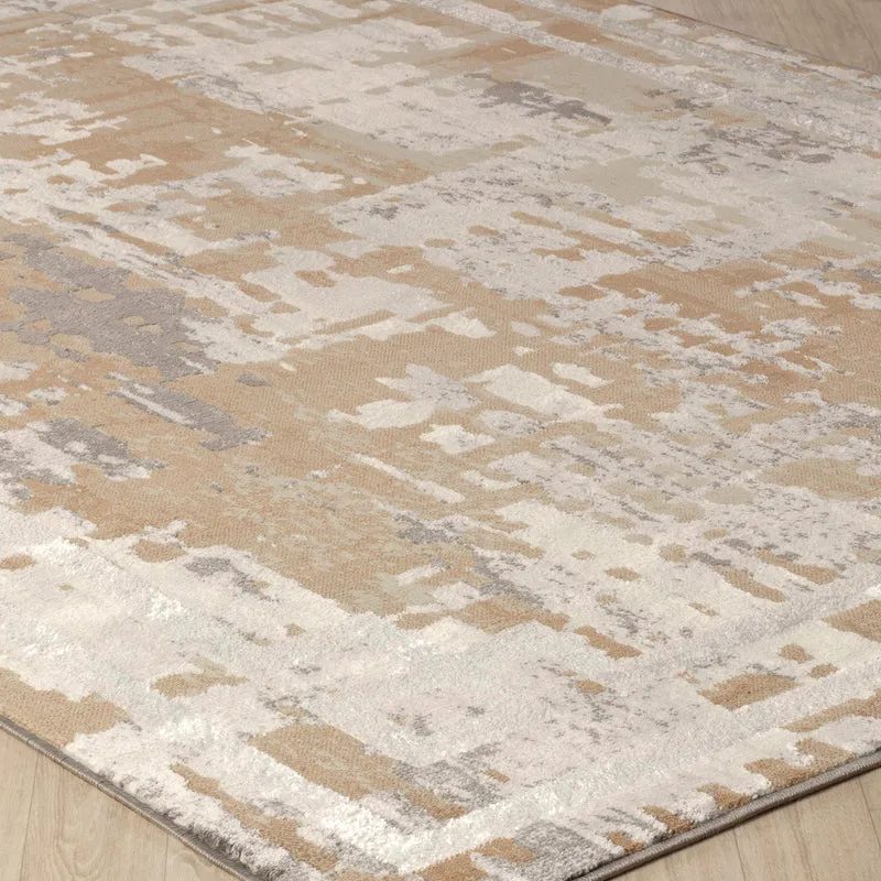 Tapis Abstrait Moderne Beige/Gris Goshen