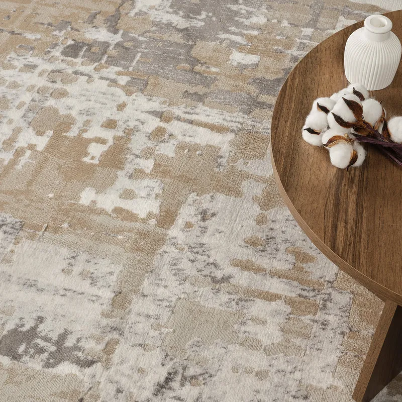 Tapis Abstrait Moderne Beige/Gris Goshen