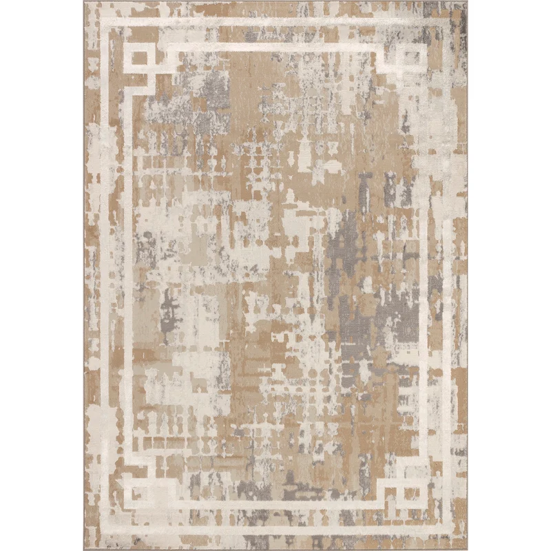 Tapis Abstrait Moderne Beige/Gris Goshen