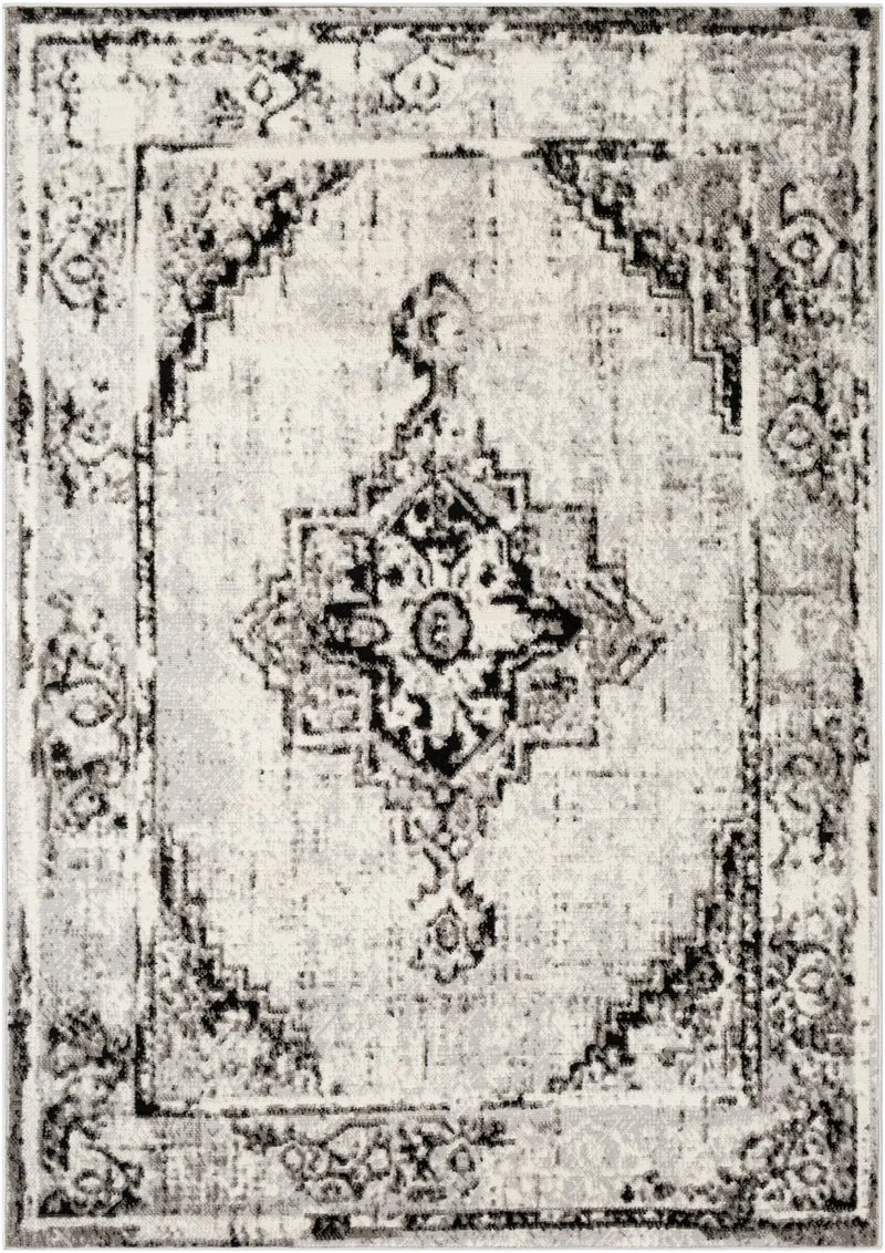 Tapis Vintage Oriental Blanc/Gris/Noir Jaqart