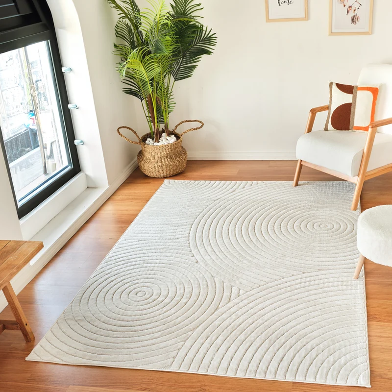 Tapis d'Intérieur/Extérieur Scandinave Moderne Blanc Kaysa