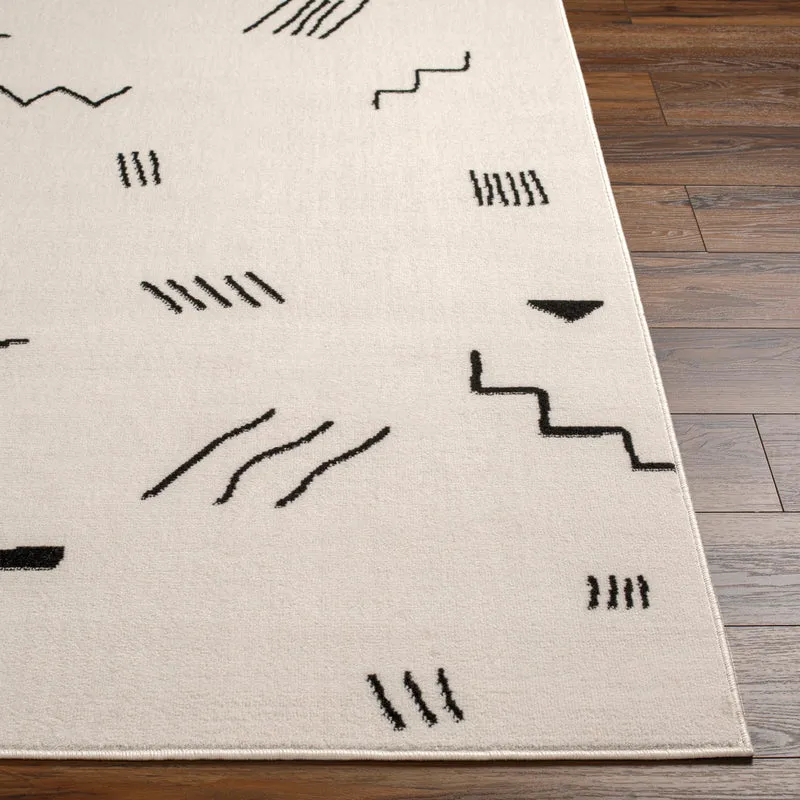 Tapis Scandinave Moderne Blanc/Noir Kyoto