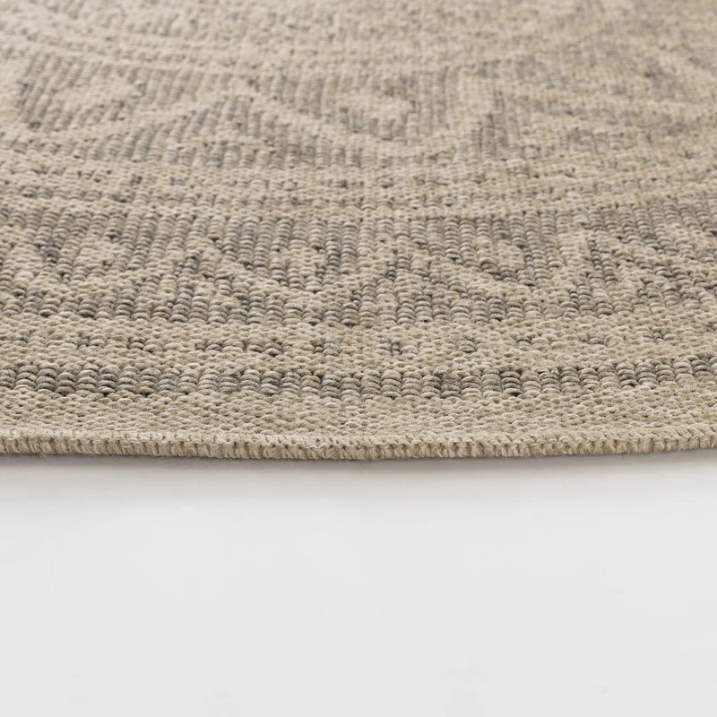 Tapis Rond Extérieur/Intérieur Aspect Jute Beige/Noir Lee