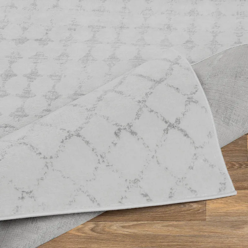 Tapis de Couloir Berbère Ethnique Blanc/Gris Lyon
