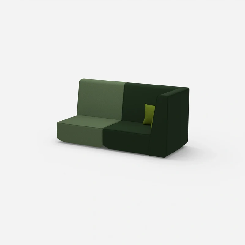 Modulares Sofa grün mit hohem Rücken