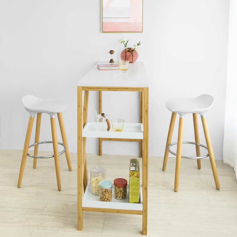 SoBuy FWT56-W Table de Bar Table Haute de Bar Mange-Debout Cuisine