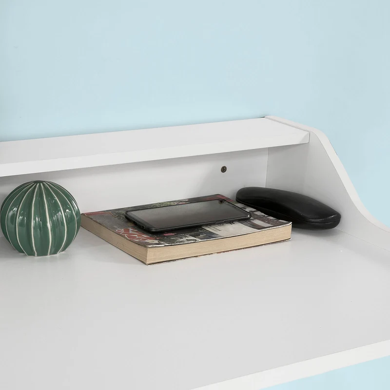 SoBuy FWT47-W Table de cuisine muraleBureau informatique avec 2 niches de rangement