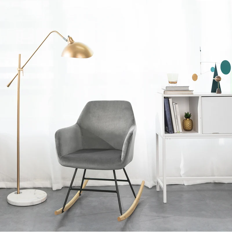 SoBuy FST68-HG Chaise à Bascule avec Accoudoirs Fauteuil de Relaxation Pieds