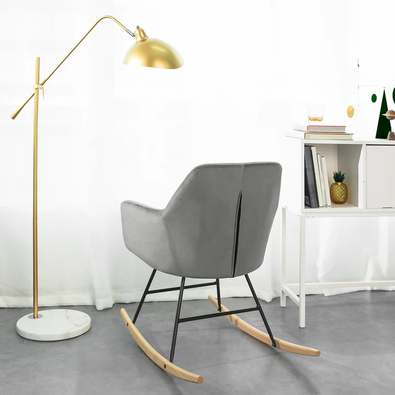 SoBuy FST68-HG Chaise à Bascule avec Accoudoirs Fauteuil de Relaxation Pieds