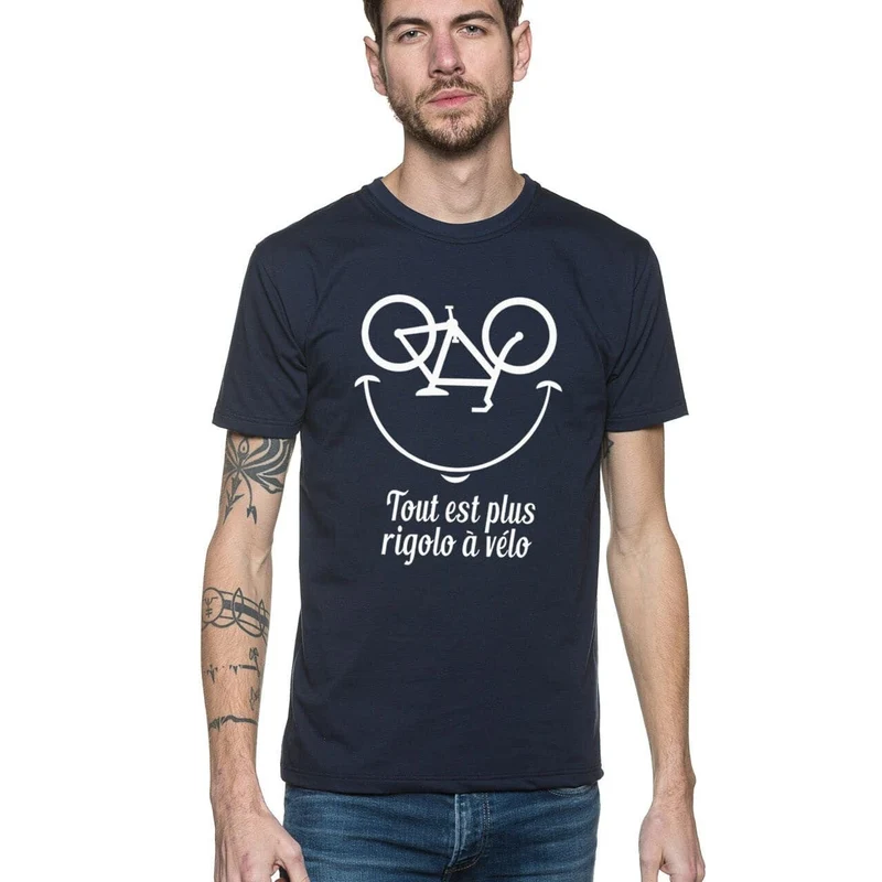 T-shirt Homme Vélo "Tout est plus rigolo"