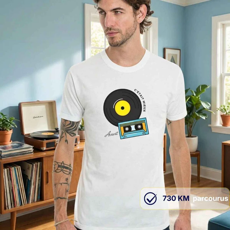 T-shirt Homme blanc | C'était mieux avant LE VINYLE