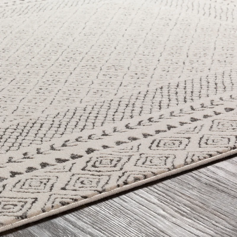 Tapis Rond Scandinave Bohème Gris/Beige Rond Monaco