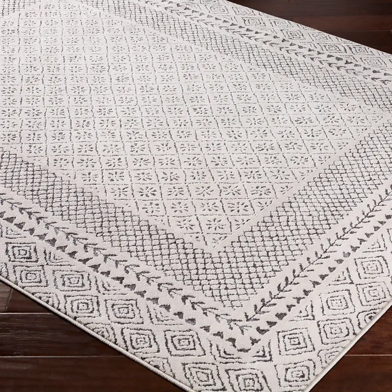 Tapis Rond Scandinave Bohème Gris/Beige Rond Monaco