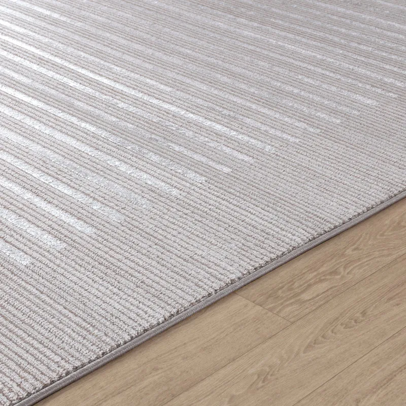 Tapis Scandinave Rayé Gris/Blanc Skokie