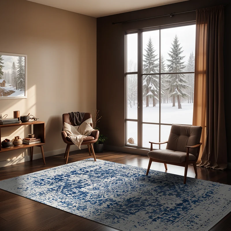 Tapis Vintage Oriental Bleu/Blanc Syracusa
