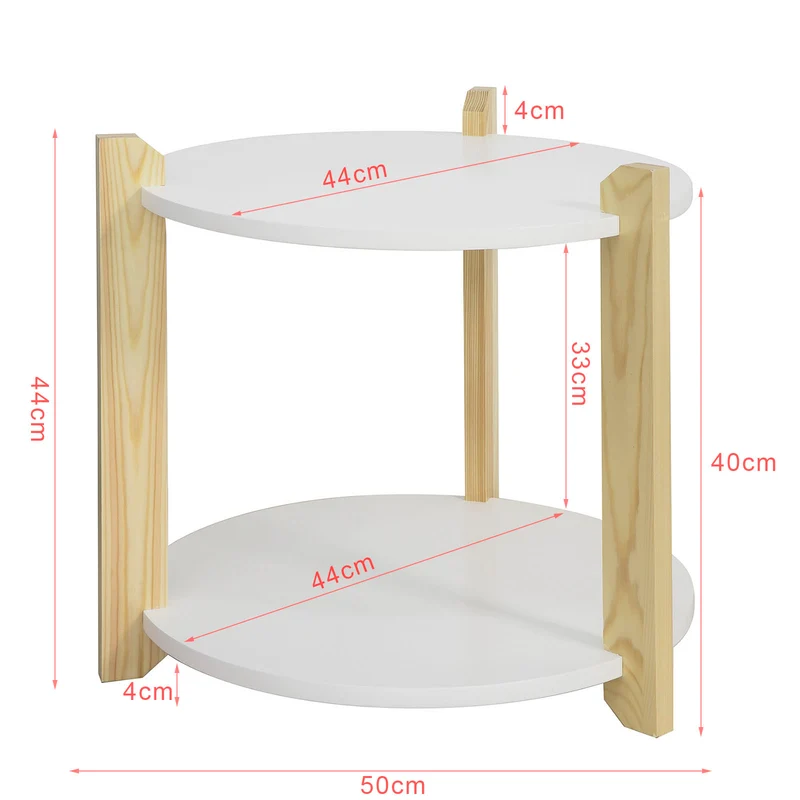 SoBuy FBT63-WN Table d'Appoint Table Café Table Basse Ronde Guéridon – 2 plateaux 3 pieds