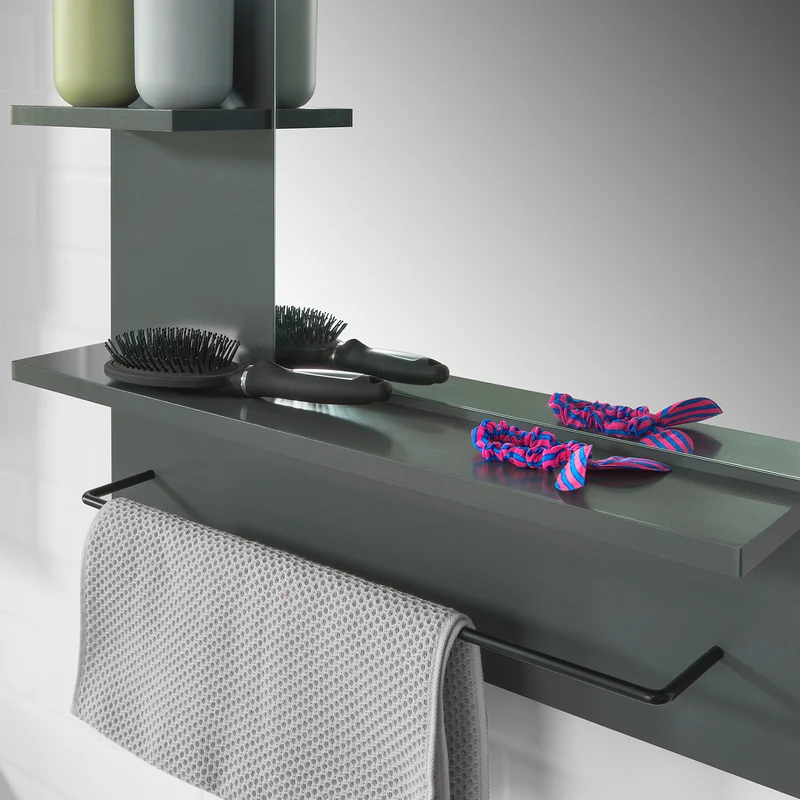 SoBuy BZR23-DG Miroir avec Porte-Serviettes Miroir Mural Miroir de Salle de Bain avec étagères