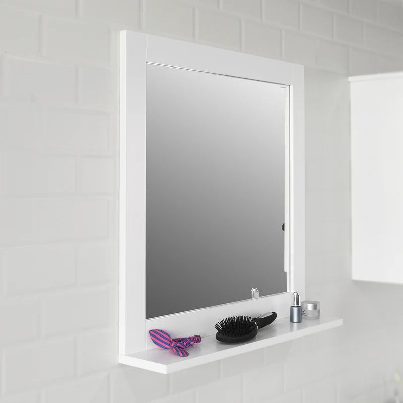 SoBuy BZR16-W Miroir Mural Meuble Salle de Bain avec 1 étage Plateau