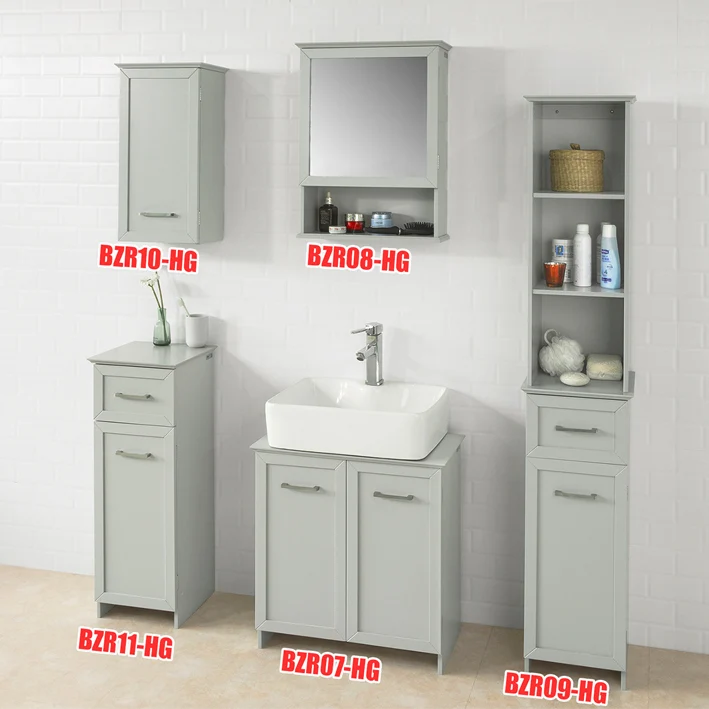 SoBuy BZR08-HG Meuble Haut Armoire Suspendue de Toilettes Placard Mural Gris