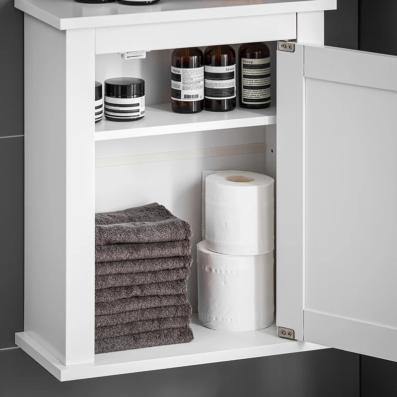 sebuyfr.comG203-W Meuble Haut de Salle de Bain, 1 porte Placard Commode Meuble de Rangement