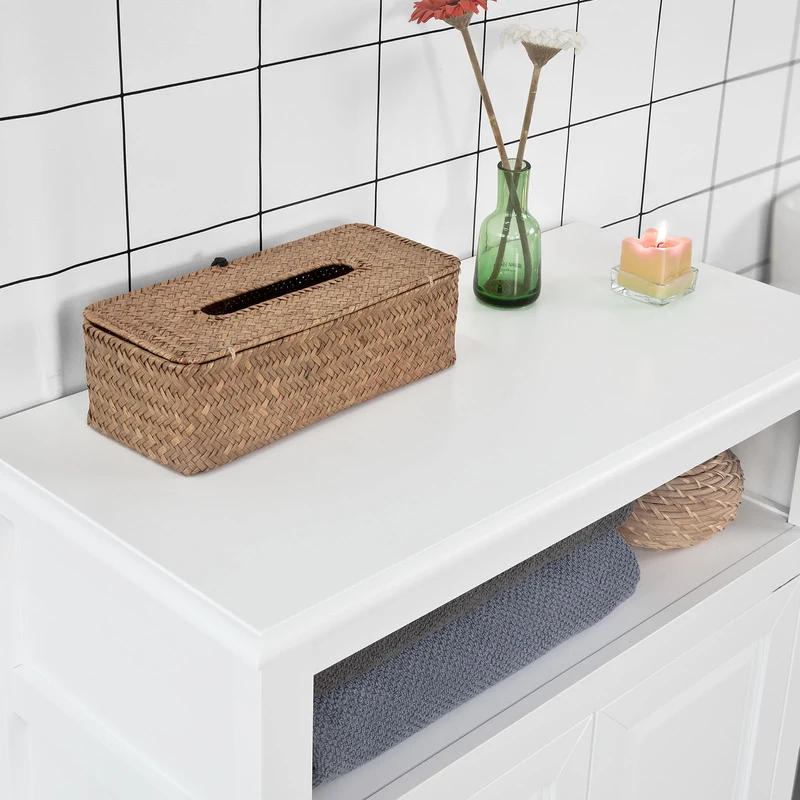 sebuyfr.comG204-W Meuble Bas de Salle de Bain Armoire Toilette Buffet commode – Blanc