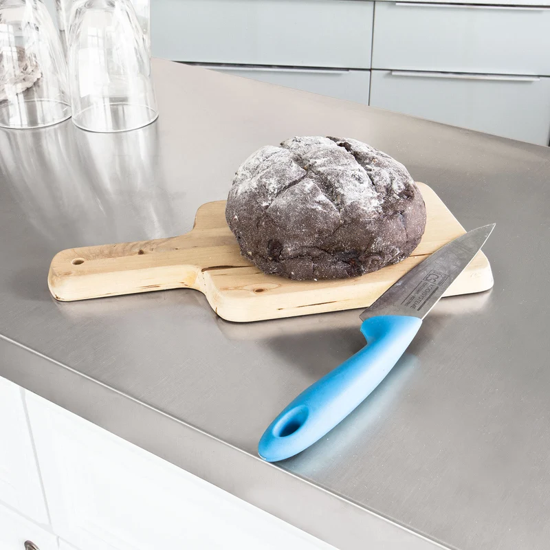 SoBuy FKW33-W Desserte de Cuisine à Roulettes XXL avec Plan de Travail INOX, 3 Tiroirs et Système de Tri des Déchets, Charge 50 kg – 133x48x95 cm, Blanc