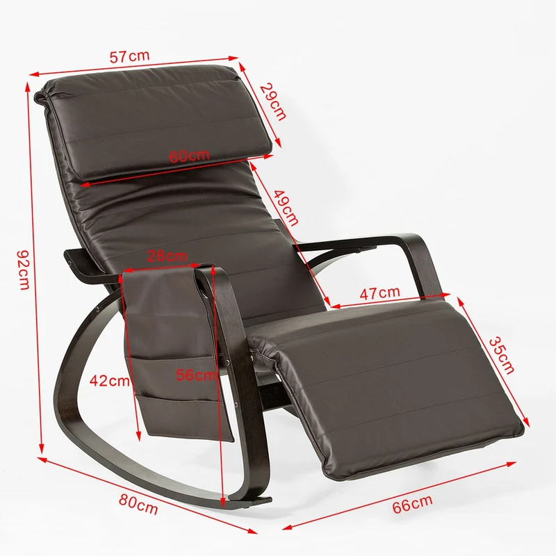 SoBuy FST20-BR Fauteuil à Bascule Berçante Relax avec Pochette Latérale Amovible