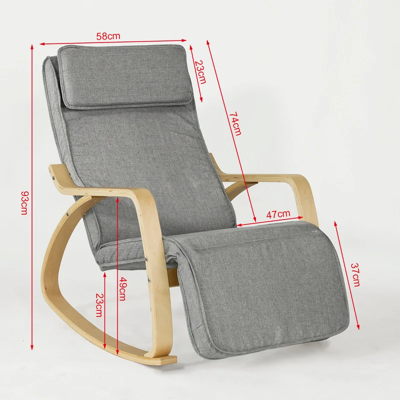 SoBuy FST18-DG Rocking Chair Fauteuil à Bascule avec Repose-pieds