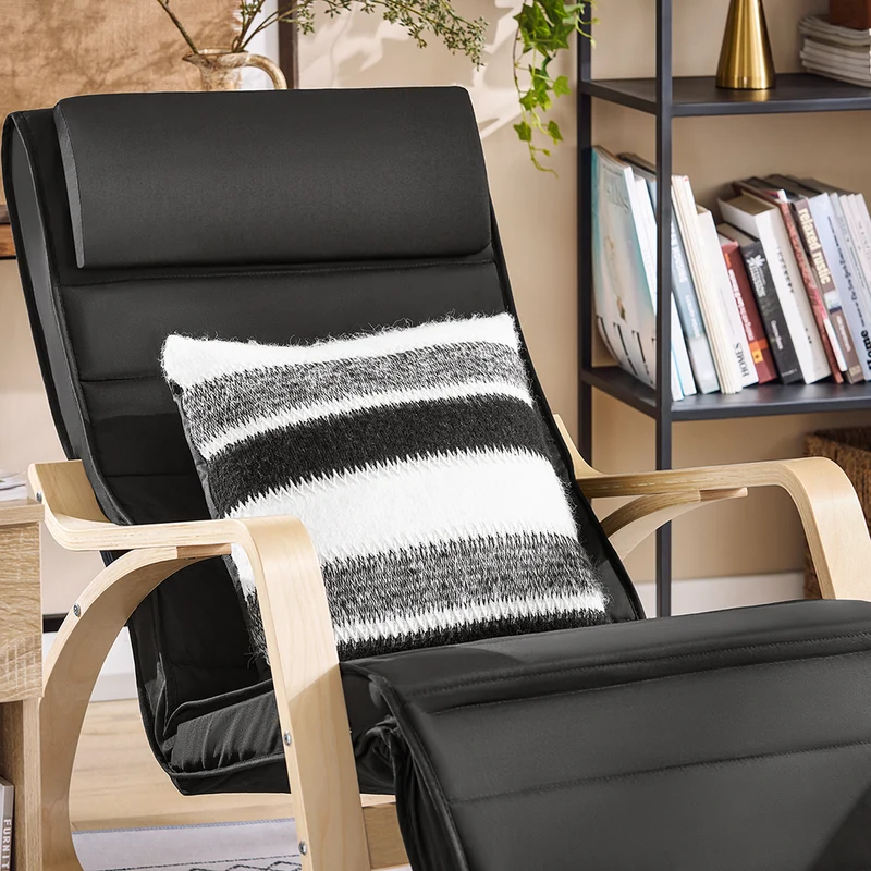 SoBuy FST16-SCH Rocking Chair, Fauteuil à bascule avec repose-pieds réglable design