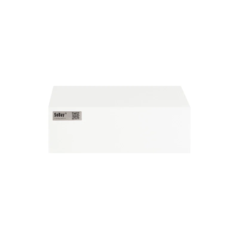 sebuyfr.comG92-WNx2 Lot de 2 Étagères Murales Flottantes avec Tiroir, Étagère Murale Moderne pour Entrée, Salon, Cuisine ou Chambre, Blanc & Nature 40×24×8 cm