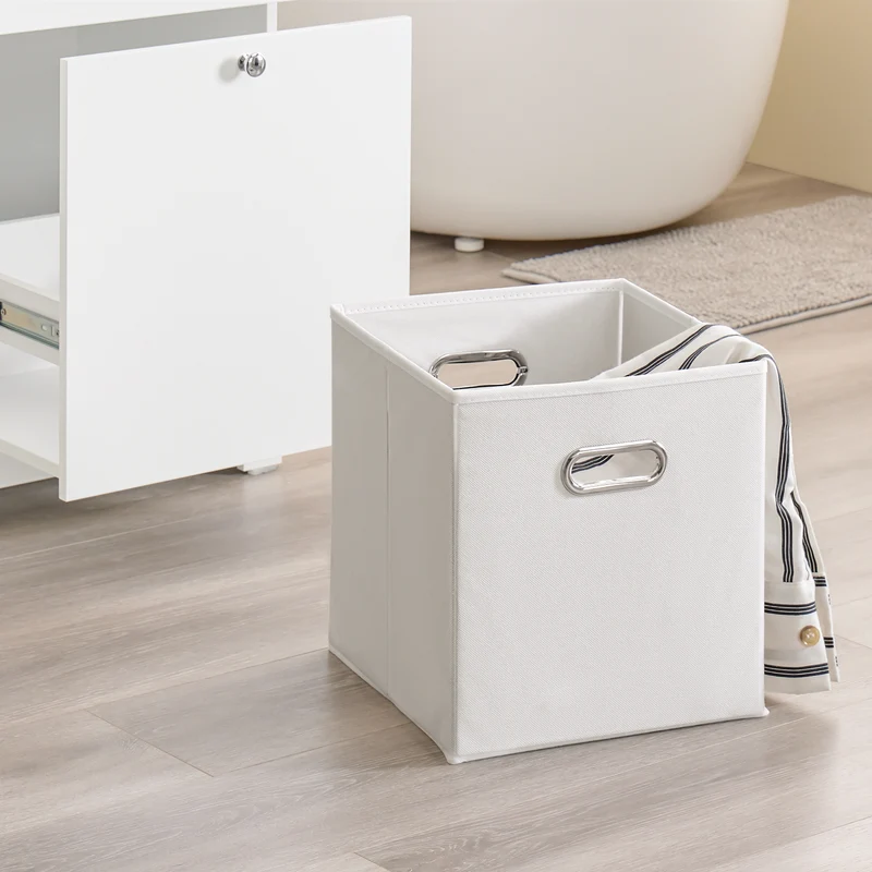SoBuy BZR213-W Meuble Salle de Bain avec 3 Paniers à Linge – 2 Paniers Amovibles, Tri du Linge, Gain de Place, 78×38×90 cm, Blanc