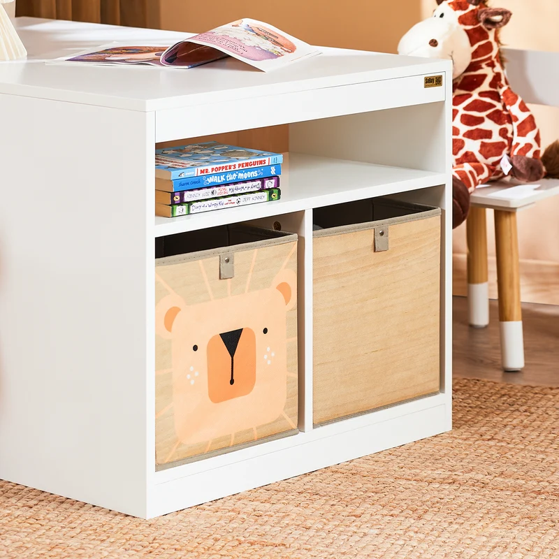 SoBuy KMB113-W Ensemble Table Enfant + 2 Chaises – Compartiment, 2 Boîtes de Rangement, Chaises Rangeables, Blanc