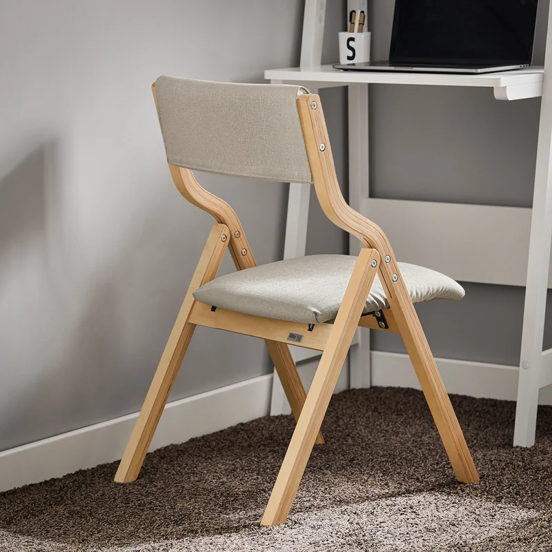 SoBuy FST40-HGx2 Lot de 2 Chaises Pliantes Rembourrées en Bois – Housse Amovible Lavable – Naturel