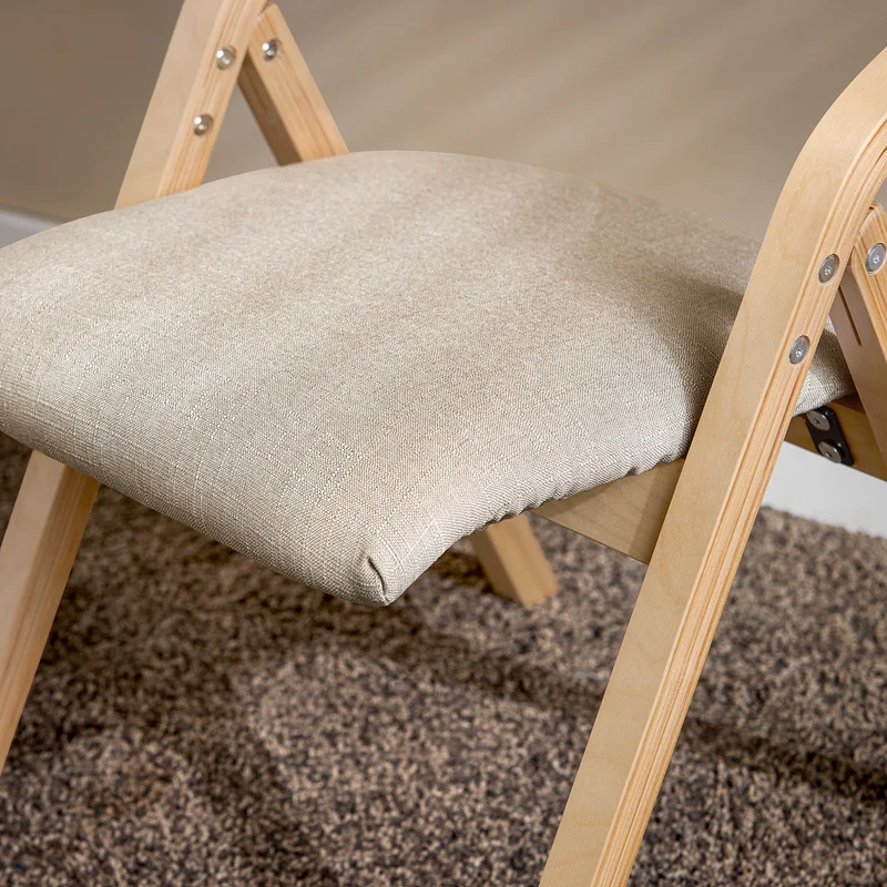 SoBuy FST40-HGx2 Lot de 2 Chaises Pliantes Rembourrées en Bois – Housse Amovible Lavable – Naturel