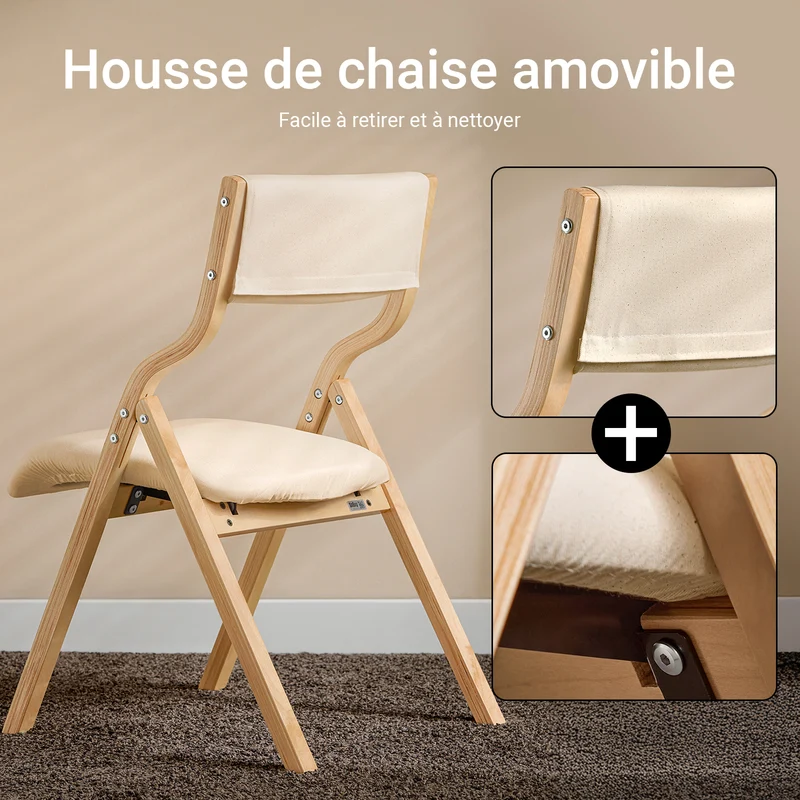 SoBuy FST40-Wx2 Lot de 2 Chaises Pliantes Rembourrées en Bois – Blanc