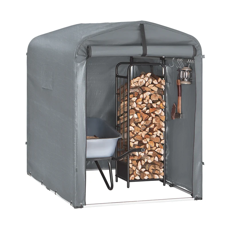 SoBuy KLS11-DG Abri de Jardin Imperméable avec Crochets et Revêtement Anti-UV – L120×P176×H163 cm, Cadre Aluminium, Vélo, Moto et Outils, Gris