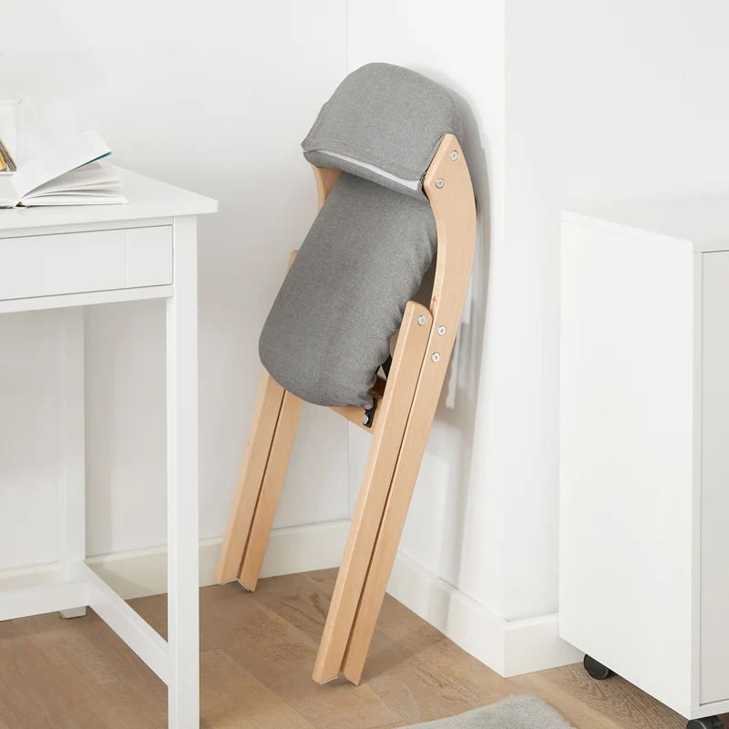 SoBuy FST92-N Chaise Pliante Rembourrée en Bois – Gain de Place – Gris