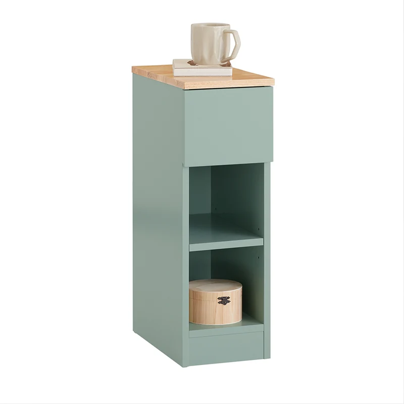 SoBuy FBT111-GR Table de Chevet Ultra-Fine avec Tiroir et Étagère – L20×P35×H60 cm, Charge max. 20 kg, MDF/PB E1, Vert