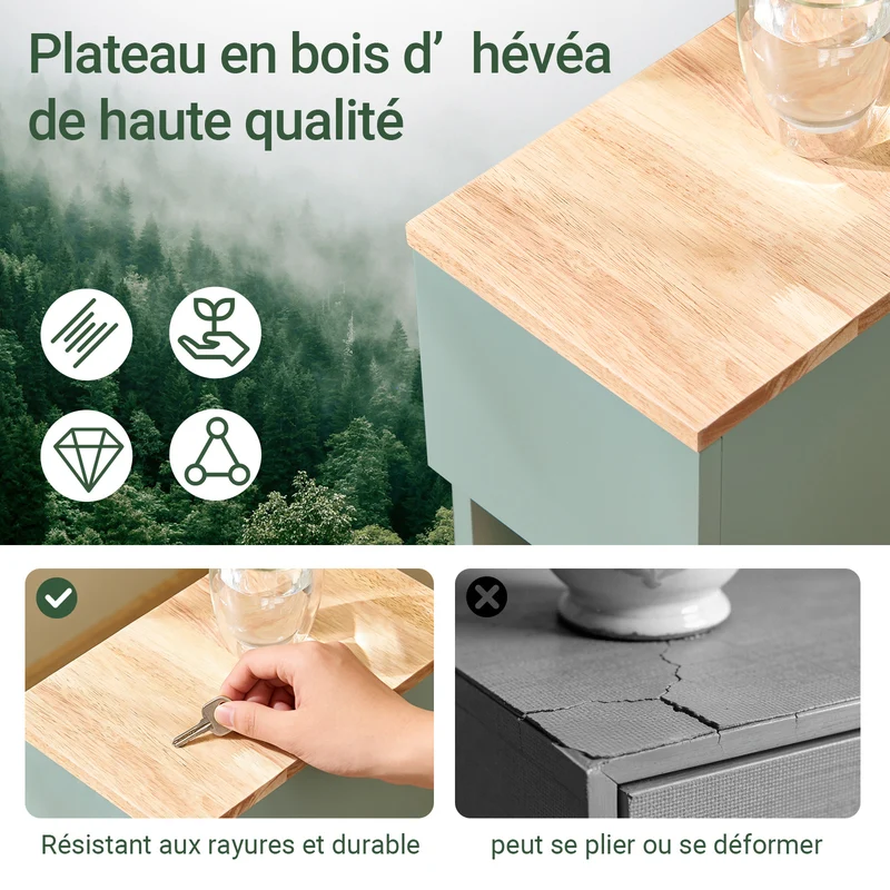 SoBuy FBT111-GR Table de Chevet Ultra-Fine avec Tiroir et Étagère – L20×P35×H60 cm, Charge max. 20 kg, MDF/PB E1, Vert