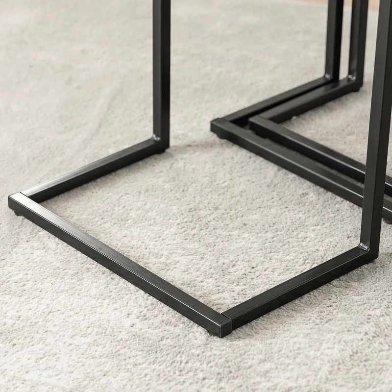 SoBuy FBT102-F Set de 3 Tables Gigognes, Tables Basses Modernes pour Salon, Design Gain de Place, Nature & Noir