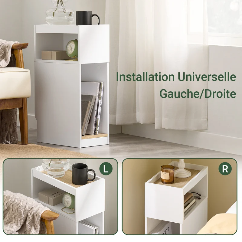 SoBuy FBT171-WN Table de Chevet Étroit, Table de Nuit avec Tiroir et Étagère, Meuble d 'appoint Moderne pour Chambre et Salon, Blanc, 20 x 35 x 60 cm
