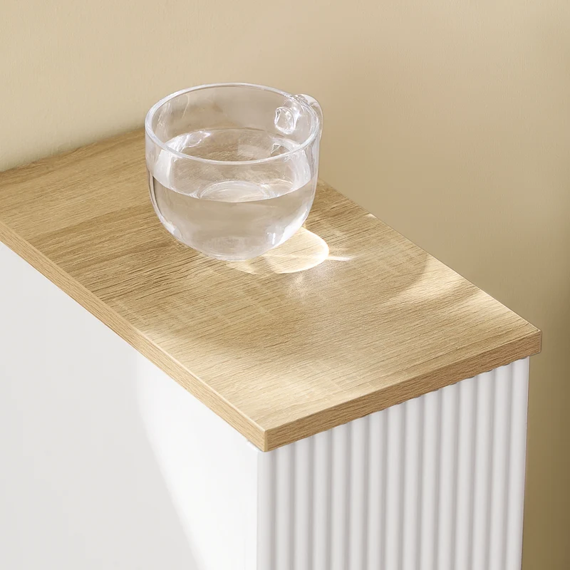 SoBuy FBT111-W Table de chevet étroite 20 cm avec tiroir design et étagère – Table de nuit slim blanche