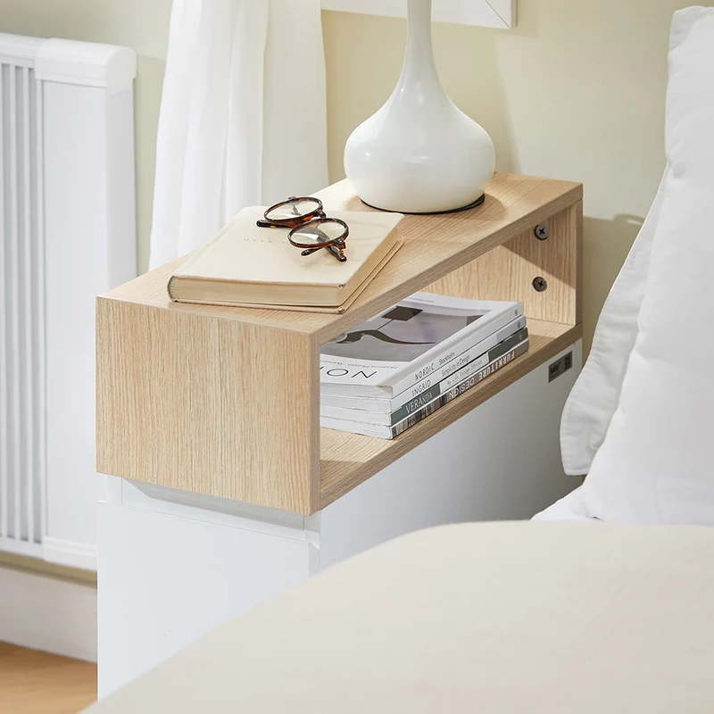 SoBuy FBT155-WN Bout de Canapé sur roulettes Table de Chevet Table de Nuit Table d'Appoint