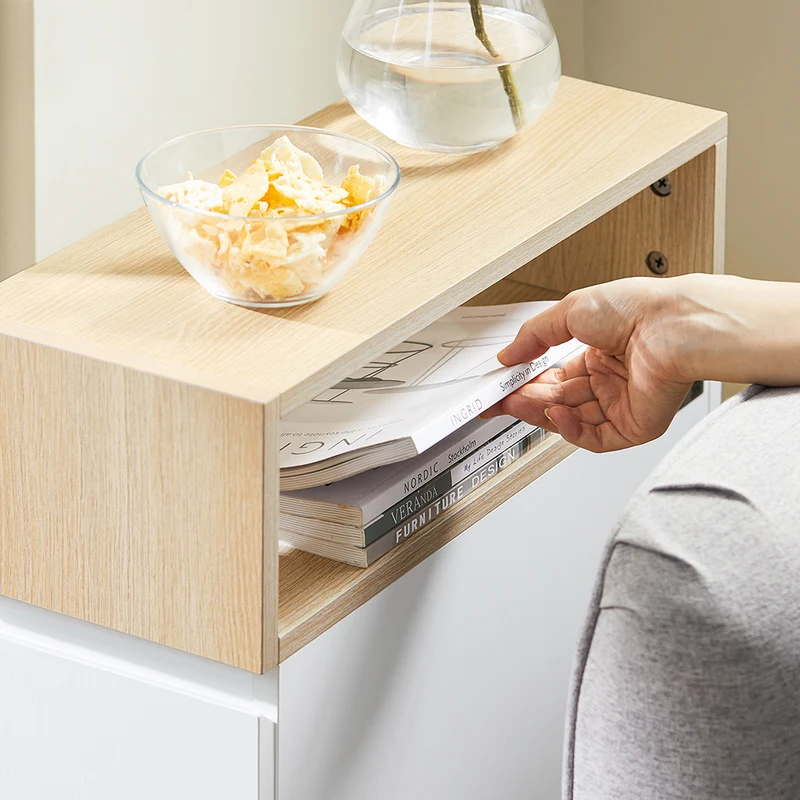 SoBuy FBT155-WN Bout de Canapé sur roulettes Table de Chevet Table de Nuit Table d'Appoint