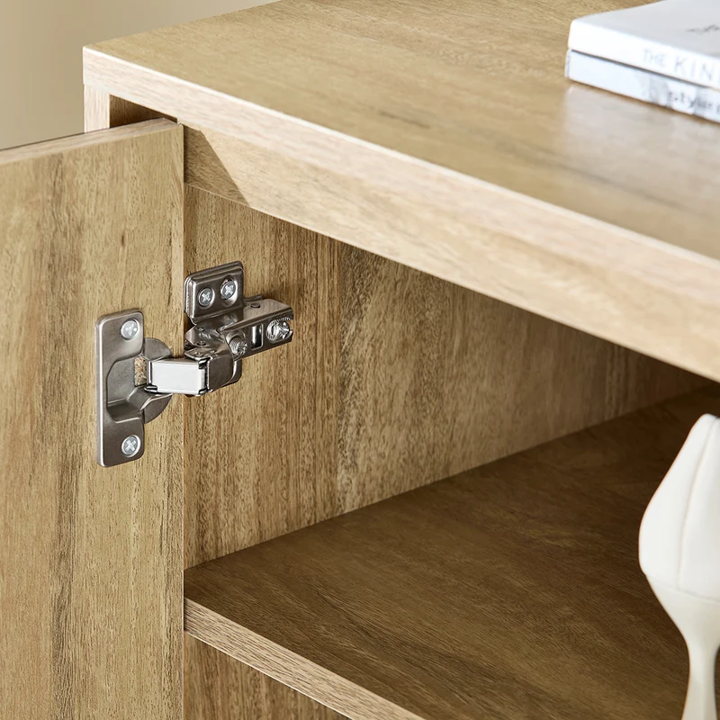 SoBuy FSB96-G Armoire à Chaussures avec 2 Portes Effet Miroir et 5 Compartiments – L83×P38×H100 cm, Charge 80 kg, Finition Dorée