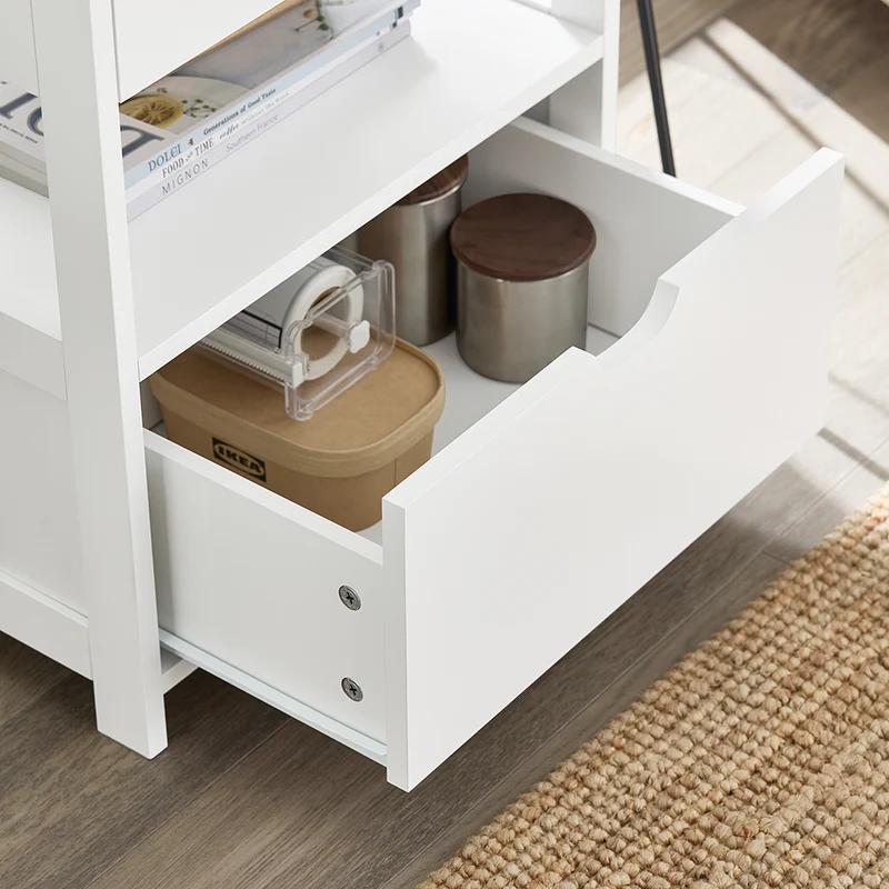 sebuyfr.comG258-II-W Table de Chevet avec 2 tiroirs et étagère, Table de Nuit pour Chambre à Coucher - Meuble de Rangement Moderne L45 x P38 x H55 cm Blanc